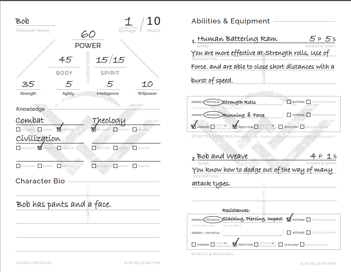 Sample Encounter with Bob